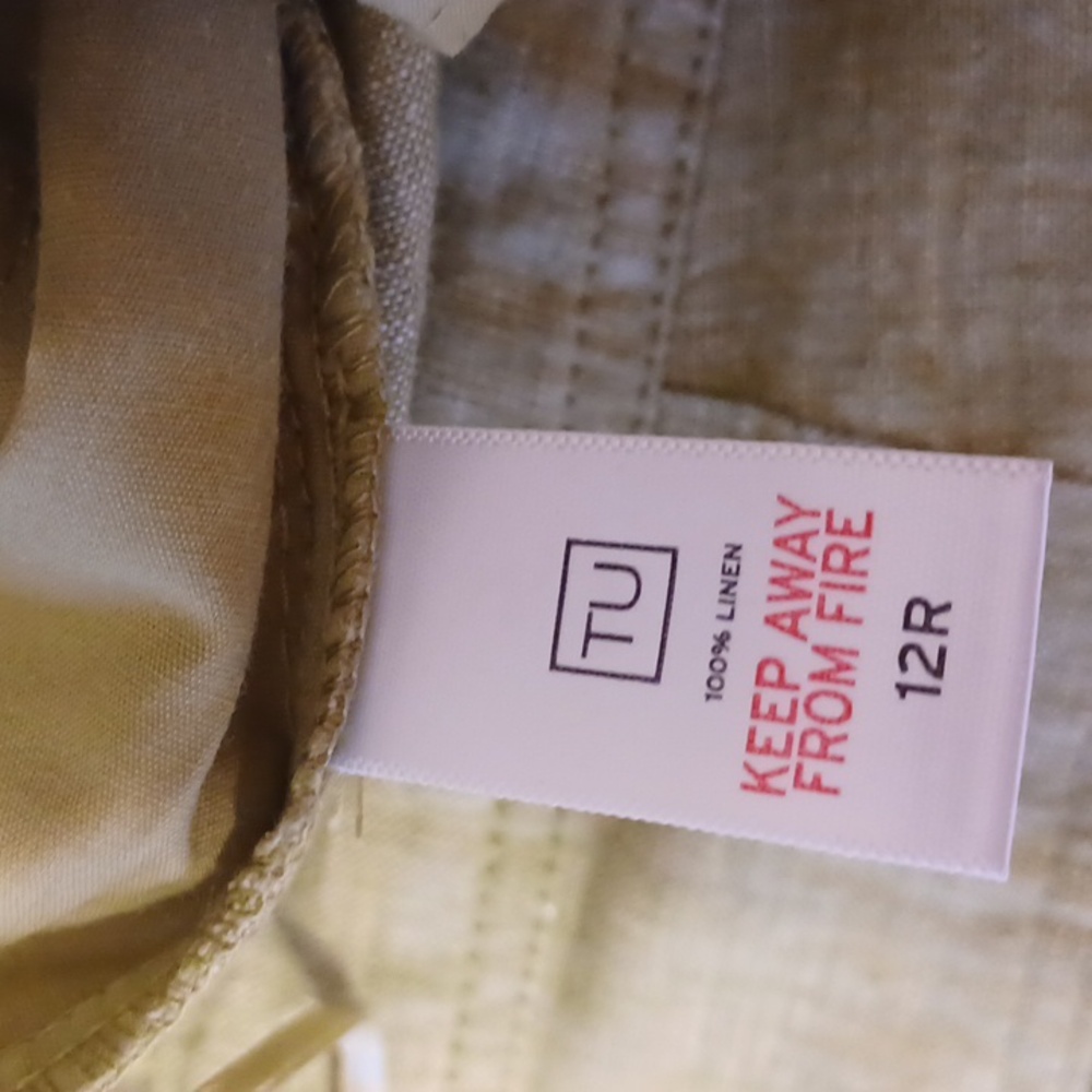 TU sz 12, 100% Linen drawstring wide leg pants in a muted basil green. - Picture 8 of 10